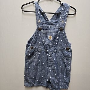Carhartt Toddler Unisex Chambray Logo Shortall 2T Denim Overalls 100% Cotton
